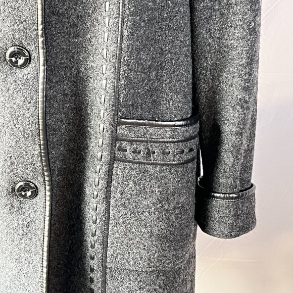 ❄️ Mona Lisa Wool-Blend Coat with Faux Leather Trim Elegance Meets Warmth 18W - Picture 3 of 9